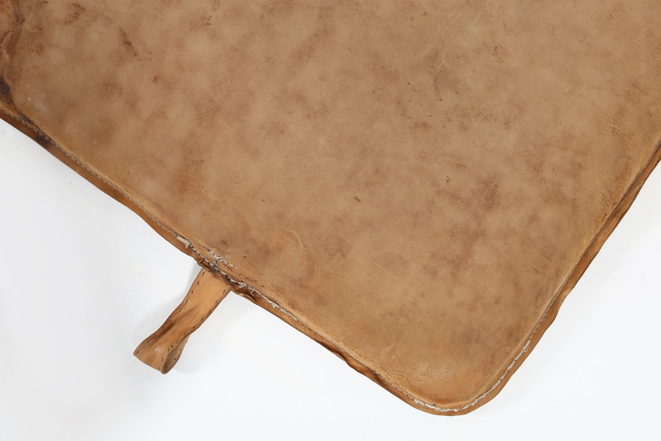 Gym mat in brown cow leather with nice patina, Belgium, 1930sthumbnail